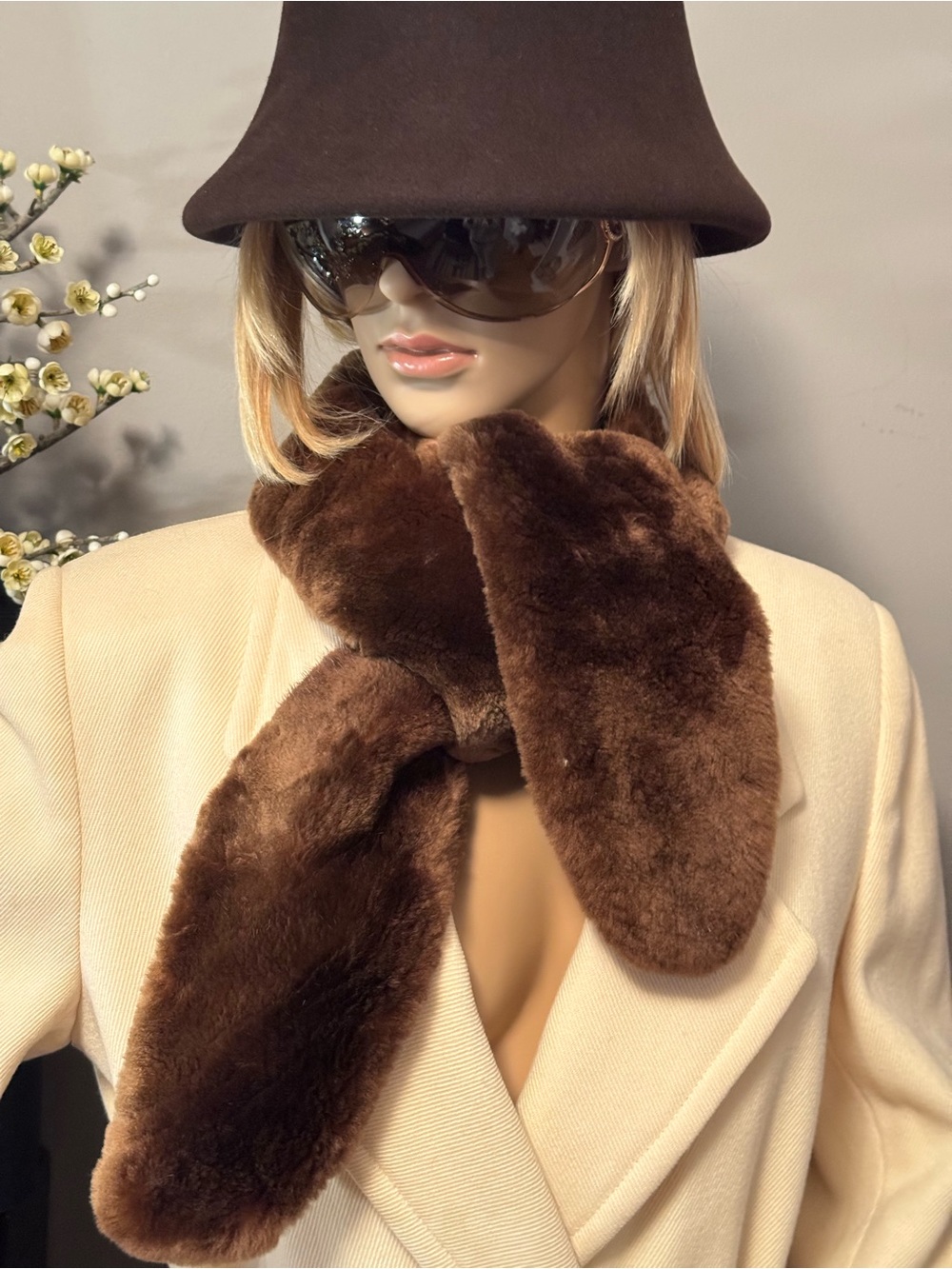 Vintage Sheared Beaver Brown  Fur Scarf